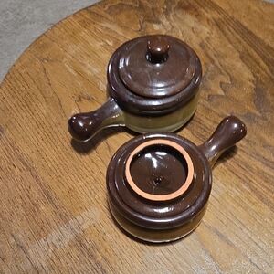 Brown Stone Soup Crocks with Lids